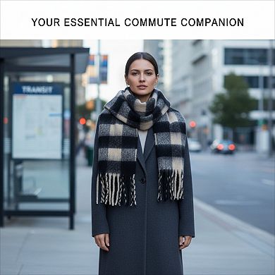 Warm Blanket Scarf Colorful Checked Thick Soft for Casual Wear