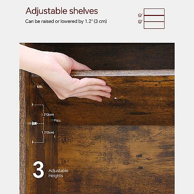 Compact Modern Tall Narrow Bookshelf with Storage, Rustic Brown, for Bedrooms/Living Rooms/Home