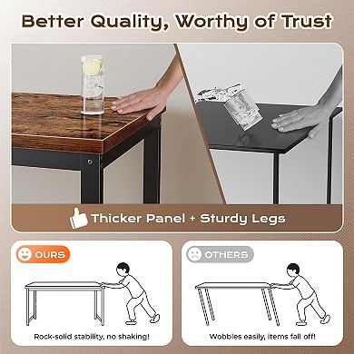 KSIZUIS Office Desk with Power Outlets & USB-C - 55"x24" Heavy Duty Metal Frame, Rustic Brown