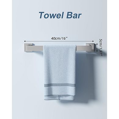 Brushed Nickel 10-Piece Modern Bathroom Set: 2x16" Towel Bars, 2xTP Holders, 2xTowel Rings, 4xRobe