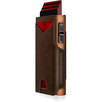 KSIZUIS Smart Pop-Up Wallet - Aluminum Bifold with RFID Blocking, ID Window & Cash Strap, Holds 13 C