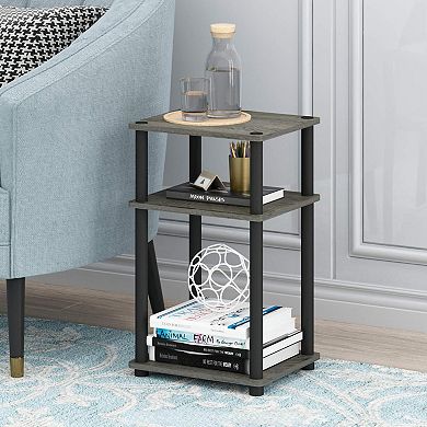 Modern 2-Piece 3-Tier End Table Set: Compact Design for Living Rooms & Bedrooms, French Oak, Toolles