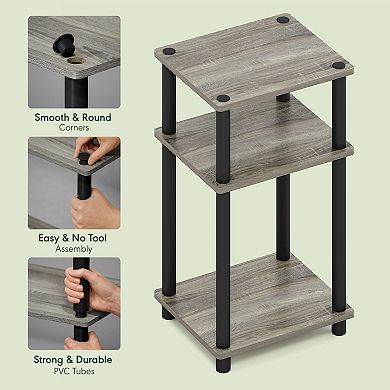 Modern 2-Piece 3-Tier End Table Set: Compact Design for Living Rooms & Bedrooms, French Oak, Toolles