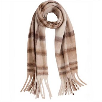Winter Scarf Knitted Plaid Design Warm Soft for Cold Weather