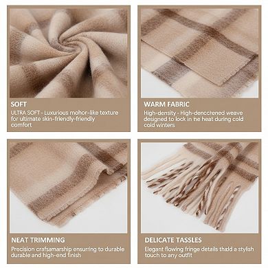 Winter Scarf Knitted Plaid Design Warm Soft for Cold Weather