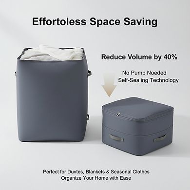 KSIZUIS Vacuum-Level Compression Bags 3-Pack - 136L Self-Sealing Storage for Comforters & Blankets