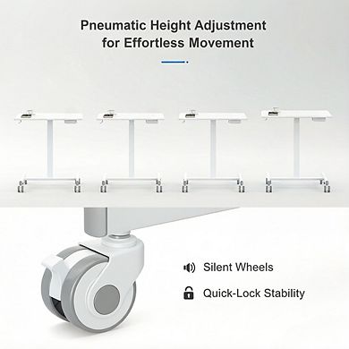 KSIZUIS Mobile Rolling Laptop DeskMobile Rolling Laptop Desk - 19" Adjustable Height Workstation on