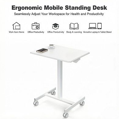 KSIZUIS Mobile Rolling Laptop DeskMobile Rolling Laptop Desk - 19" Adjustable Height Workstation on