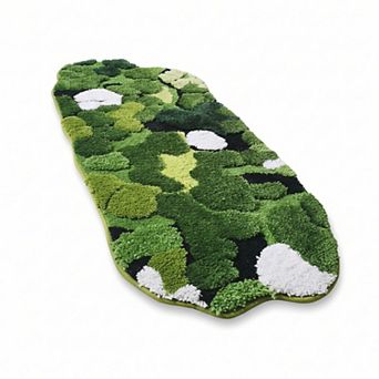 Moss Leaf Bathroom Runner Rug Boho Aesthetic Long Rectangular