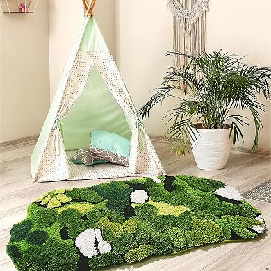 Moss Leaf Bathroom Runner Rug Boho Aesthetic Long Rectangular