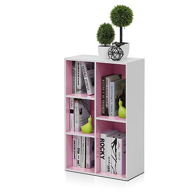 Modern 5-Cube Reversible Bookshelf for Living Room, Bedroom, or Home Office - White/Pink