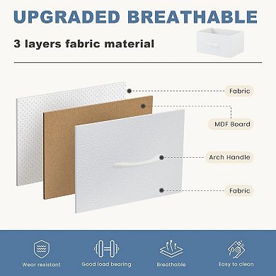Great Ambitions White Nightstand with 2 Fabric Drawers, 20" Bedside Table, College Dorm Furniture