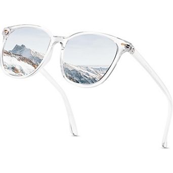 Women's Square Mirrored Polarized Sunglasses, UV400 Protection & Glare Reduction