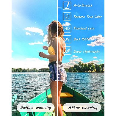 Women's Square Mirrored Polarized Sunglasses, UV400 Protection & Glare Reduction