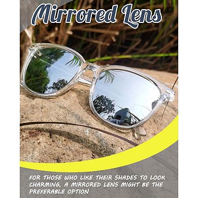 Women's Square Mirrored Polarized Sunglasses, UV400 Protection & Glare Reduction