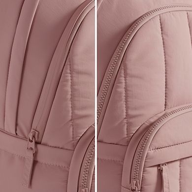 Women's Quilted Laptop Backpack Water-Resistant Daypack Dark Pink