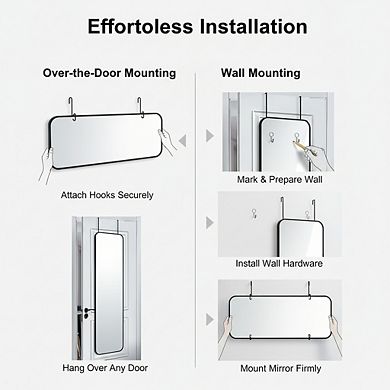 KSIZUIS Narrow Full Length Mirror - 47"x14" Black Metal Frame, Space-Saving Wall or Door Mount