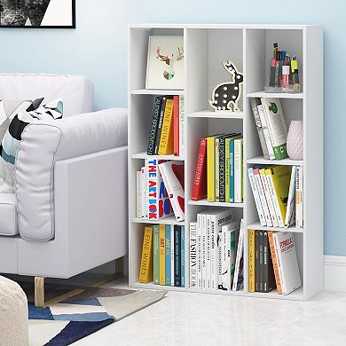 11-Cube White Bookshelf: Modern Design for Living Room, Bedroom, Home Office