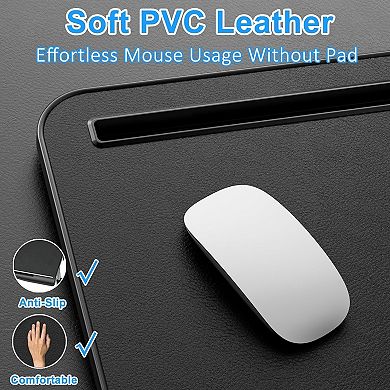 KSIZUIS Multi-Surface Laptop Bed Desk - X-Large Leather Adjustable Tray with Drawer & Stoppers