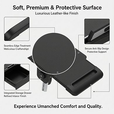 KSIZUIS Multi-Surface Laptop Bed Desk - X-Large Leather Adjustable Tray with Drawer & Stoppers