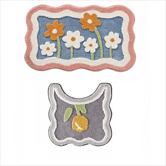 Machine Washable Bath Mat Set Soft Absorbent for Bathroom Floor