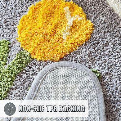 Machine Washable Bath Mat Set Soft Absorbent for Bathroom Floor