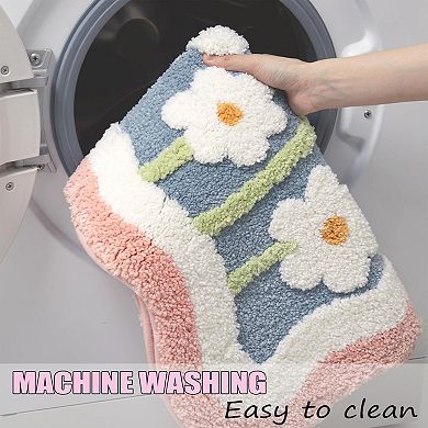 Machine Washable Bath Mat Set Soft Absorbent for Bathroom Floor