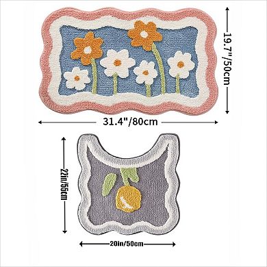 Machine Washable Bath Mat Set Soft Absorbent for Bathroom Floor