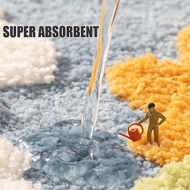 Machine Washable Bath Mat Set Soft Absorbent for Bathroom Floor
