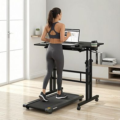 KSIZUIS Mobile Standing Desk with Wheels - Adjustable Height Rolling Table for Use with Walking Pad