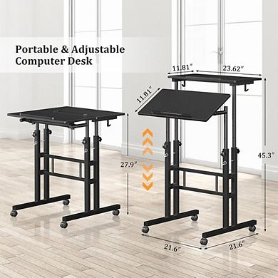 KSIZUIS Mobile Standing Desk with Wheels - Adjustable Height Rolling Table for Use with Walking Pad