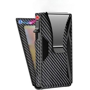 KSIZUIS Smart Pop-Up Metal Wallet - Slim RFID Bifold with 2 ID Windows, Money Clip & 10 Card Capacit