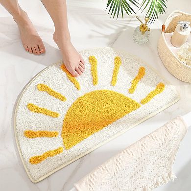 Bohemian Half Circle Bath Mat: Soft, Non-Slip, Microfiber, Machine Washable, Multi-Purpose