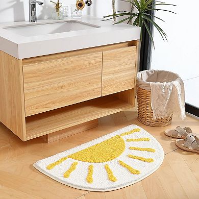 Bohemian Half Circle Bath Mat: Soft, Non-Slip, Microfiber, Machine Washable, Multi-Purpose