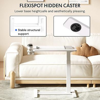 KSIZUIS Pneumatic Overbed Table - Mobile Adjustable Desk with Wheels for Hospital & Home Use