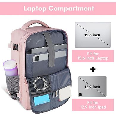 Women's TSA Travel Backpack with 15.6" Laptop USB & Shoe Pouch Pink Weekender