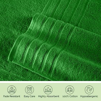 Elegant Comfort 4 pack turkish cotton 4 lines stripe hand towel set 16 x 28 inch