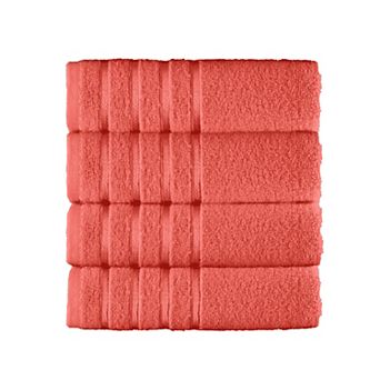 Elegant Comfort 4 pack turkish cotton 4 lines stripe hand towel set 16 x 28 inch