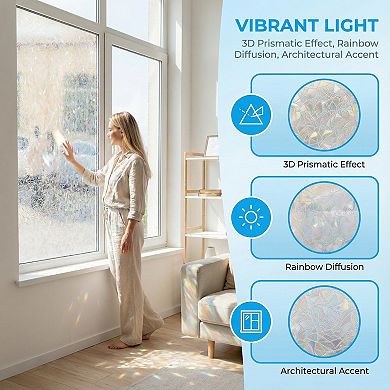 Frosted Window Privacy Film Non Adhesive Static Cling Glass Sun Control Door Decal 39.4"x23.6"