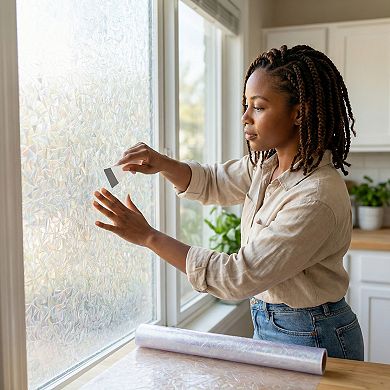 Frosted Window Privacy Film Non Adhesive Static Cling Glass Sun Control Door Decal 39.4"x23.6"