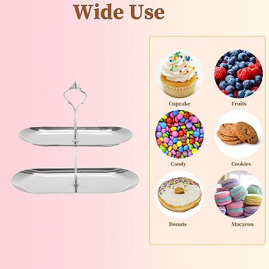 2 Tier Crown-Design Cupcake Stand Holder Oval Shape for Donuts Fruit 1 Set