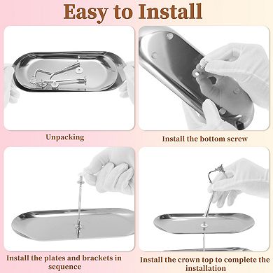 2 Tier Crown-Design Cupcake Stand Holder Oval Shape for Donuts Fruit 1 Set