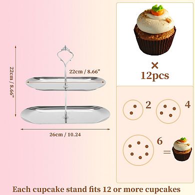 2 Tier Crown-Design Cupcake Stand Holder Oval Shape for Donuts Fruit 1 Set