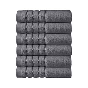 Elegant Comfort 6 pack premium turkish cotton 4 lines stripe washcloths set 13 x 13 inch