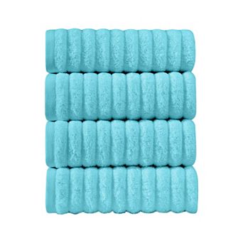 Elegant Comfort 4 Pack Premium Turkish Cotton Corduroy Stripe Hand Towel Set, 16 x 28 inch