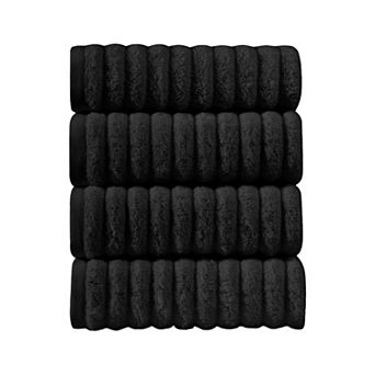 Elegant Comfort 4 Pack Premium Turkish Cotton Corduroy Stripe Hand Towel Set, 16 x 28 inch