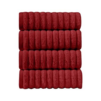 Elegant Comfort 4 Pack Premium Turkish Cotton Corduroy Stripe Hand Towel Set, 16 x 28 inch