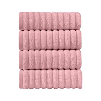 Elegant Comfort 4 Pack Premium Turkish Cotton Corduroy Stripe Hand Towel Set, 16 x 28 inch