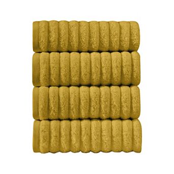 Elegant Comfort 4 Pack Premium Turkish Cotton Corduroy Stripe Hand Towel Set, 16 x 28 inch