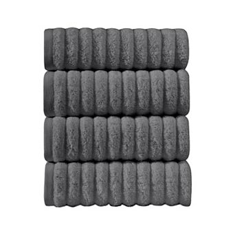 Elegant Comfort 4 Pack Premium Turkish Cotton Corduroy Stripe Hand Towel Set, 16 x 28 inch